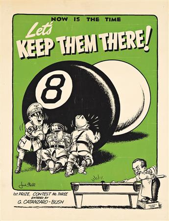 JACK NEILL & ANONYMOUS.  [CARTOON CAPTION CONTEST / WORLD WAR II]. Group of 4 posters. 1940s. 25x19 inches, 63½x48¼ cm.